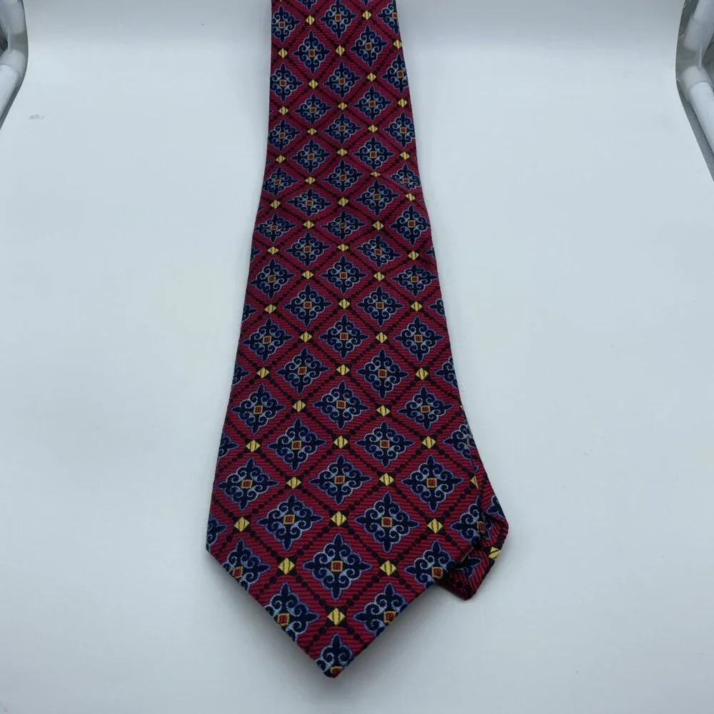Robert Talbott Best of Class for Nordstrom 100% Silk Tie Red Blue Gold 58” x 4” - Picture 2 of 14